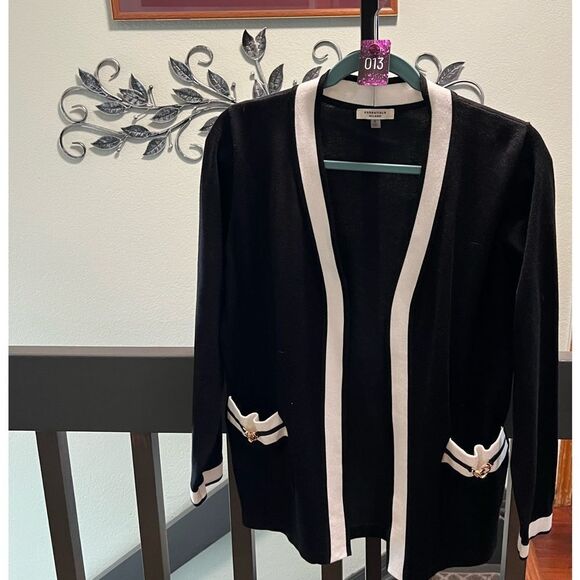 New Milano Black, White with Gold Accents on 2 Pockets  Sweater #MC013 - Picture 1 of 7